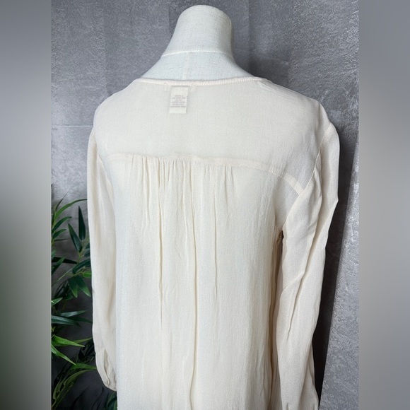 Sundance Women’s Boho Crochet Sheer Long Sleeve Blouse in Ivory Sz S - Picture 6 of 12